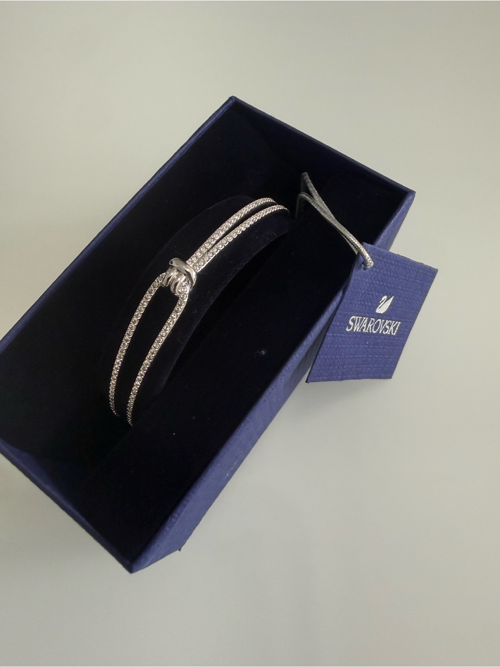 Swarovski Silver Crystal Double-Strand Knot Bracelet